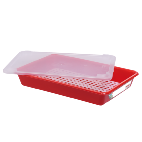 GILAC - Bac plat 8 L HACCP rouge + couvercle + grille