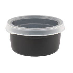 GILAC - Boîte hermétique ronde noire 0,5 L + couvercle transparent - lot de 10