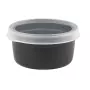 GILAC - Boîte hermétique ronde noire 0,5 L + couvercle transparent - lot de 10