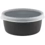 GILAC - Boîte hermétique ronde noire 1,2 L + couvercle transparent - lot de 10