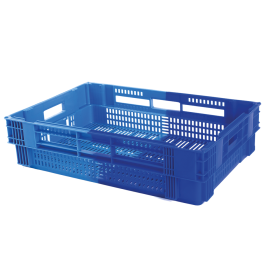 GILAC - Caisse ajourée empilable emboitable 600 x 400  x 147 mm bicolore 26 L - bleu/bleu