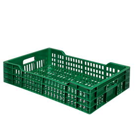 GILAC - Caisse ajourée 600 x 400 x 135 mm en PEHD recyclé 25 L - vert