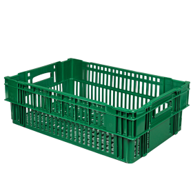 GILAC - Caisse ajourée empilable emboitable 600 x 400 x 197 mm en PEHD recyclé 37 L – vert