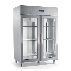 AFINOX - Armoire froide négative cuve inox emboutie GN 2/1 2 portes vitrées 1400 L