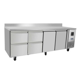 ATOSA - Table réfrigérée positive GN 1/1 2 portes 4 tiroirs avec dosseret