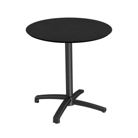 VEBA - Table de bistrot X Cross avec piètement noir + plateau HPL Noir Ø 70 cm