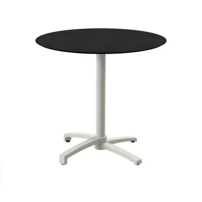 VEBA - Table de bistrot X Cross avec piètement sable + plateau HPL Noir Ø 70 cm