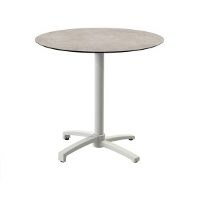 VEBA - Table de bistrot X Cross avec piètement sable + plateau HPL Moonstone Ø 70 cm