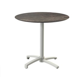 VEBA - Table de bistrot X Cross avec piètement sable + plateau HPL Riverwashed Wood Ø 70 cm