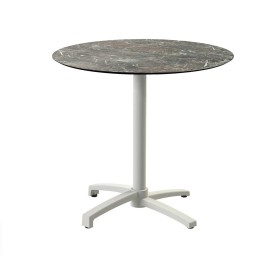 VEBA - Table de bistrot X Cross avec piètement sable + plateau HPL Galaxy Marble Ø 70 cm