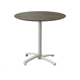 VEBA - Table de bistrot X Cross avec piètement sable + plateau HPL Midnight Marble Ø 70 cm