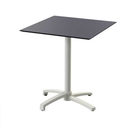 VEBA - Table de bistrot X Cross avec piètement sable + plateau HPL Noir 70 x 70 cm