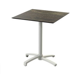 VEBA - Table de bistrot X Cross avec piètement sable + plateau HPL Riverwashed Wood 70 x 70 cm