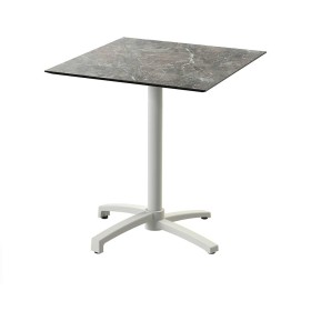 VEBA - Table de bistrot X Cross avec piètement sable + plateau HPL Galaxy Marble 70 x 70 cm