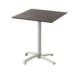 VEBA - Table de bistrot X Cross avec piètement sable + plateau HPL Midnight Marble 70 x 70 cm
